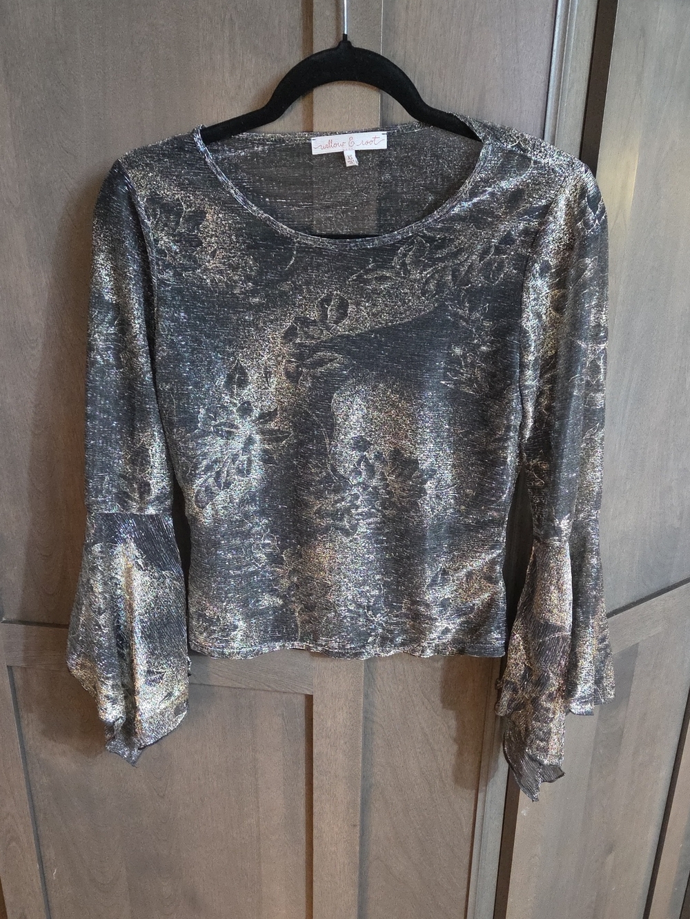 Silver-Accent Floral Bell Sleeve Top by Willow & West